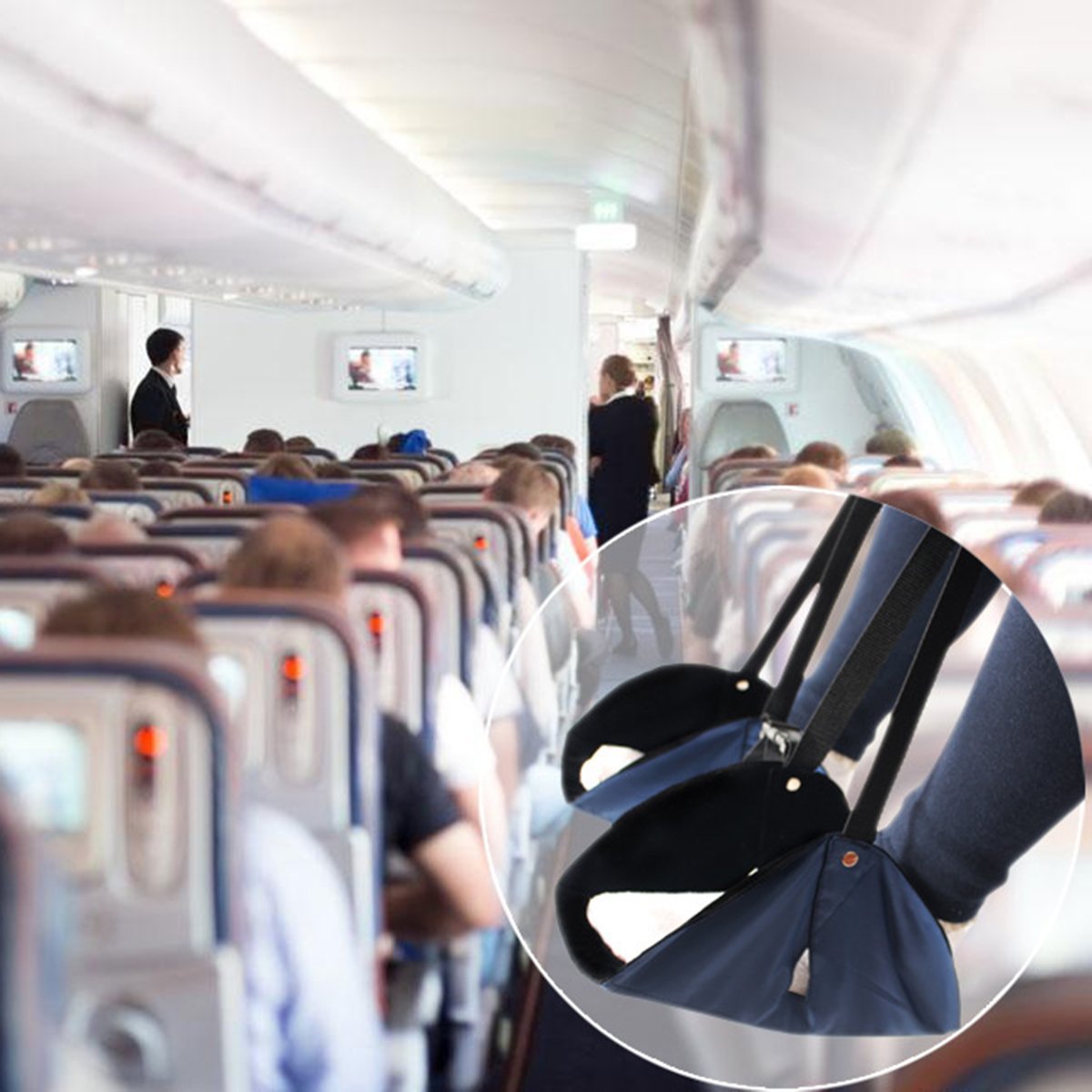 Long-distance travel plane double foot hammock